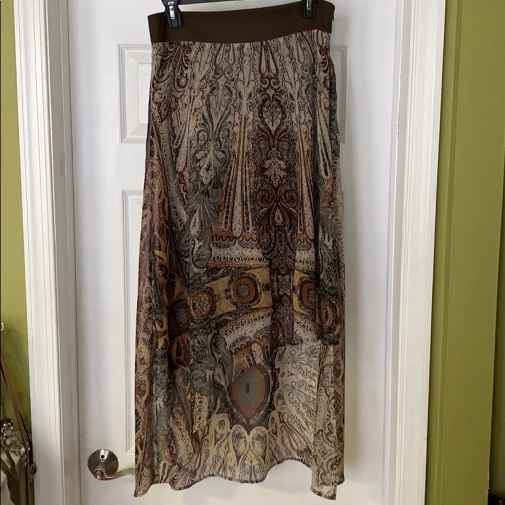 SW3 Bespoke brown print high low skirt